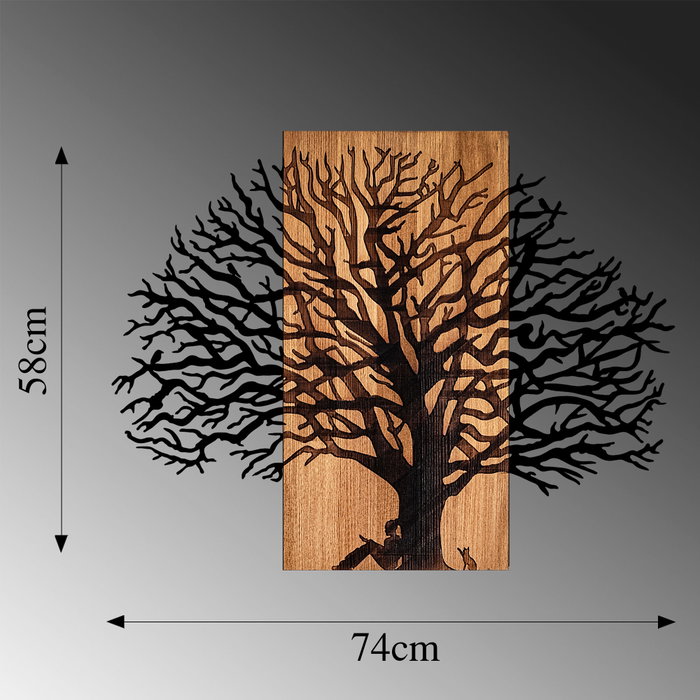 Wallity MA-307 Accesorio decorativo de pared de madera y metal Nogal y Negro